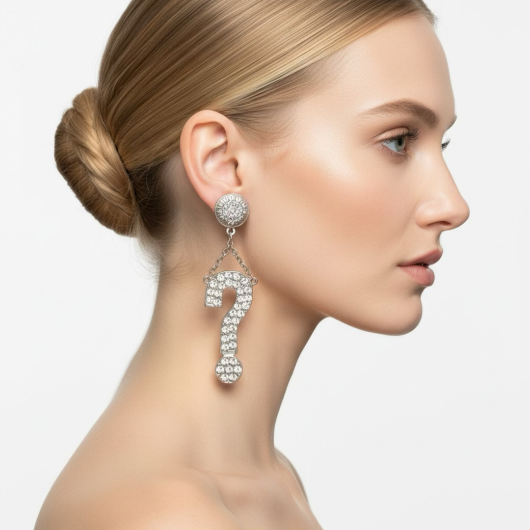 Moschino – Vintage Crystal Question Mark Earrings – view 6