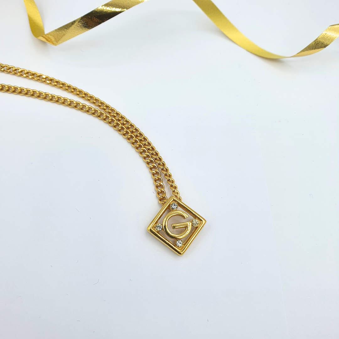 Vintage Givenchy Gourmet Necklace with Square Pendant – view 2
