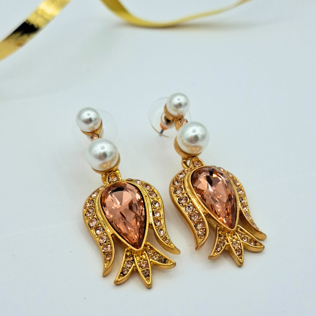 Vintage Oscar de la Renta Pink Crystal Earrings – view 5