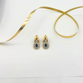 Vintage Lanvin Teardrop Clip Earrings Central Blue Stone