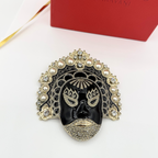 Vintage Valentino XL Mask-Shaped Crystal Brooch