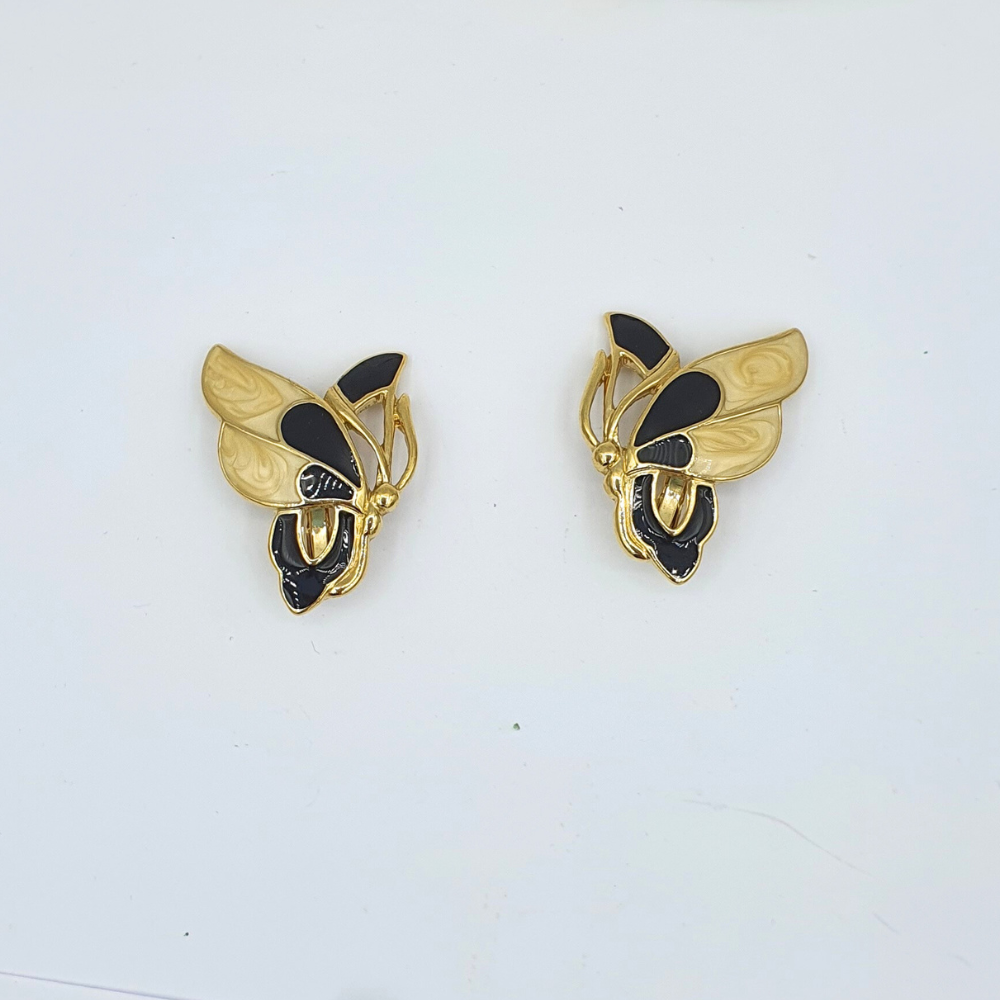 Vintage Trifari – Butterfly Earrings with Enamel