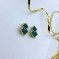 Vintage Lanvin Diamond-Shaped Green Clip Earrings