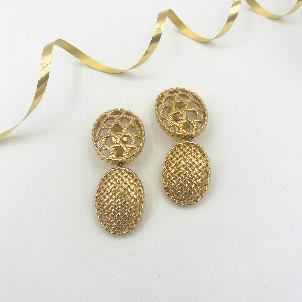 Vintage Yves Saint Laurent Oval Dangle Earrings – view 2