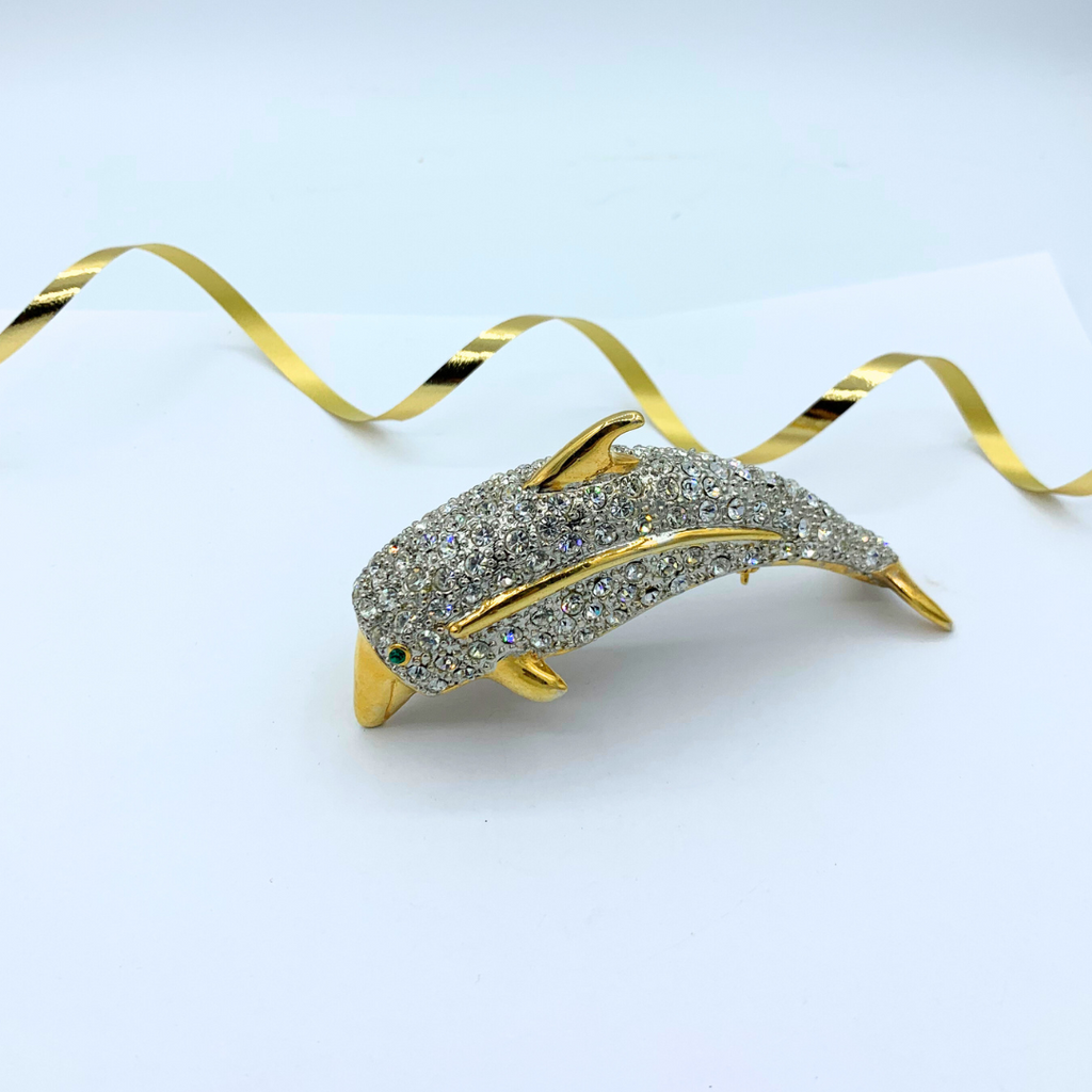 Vintage XL Dolphin Shoulder Brooch – view 2