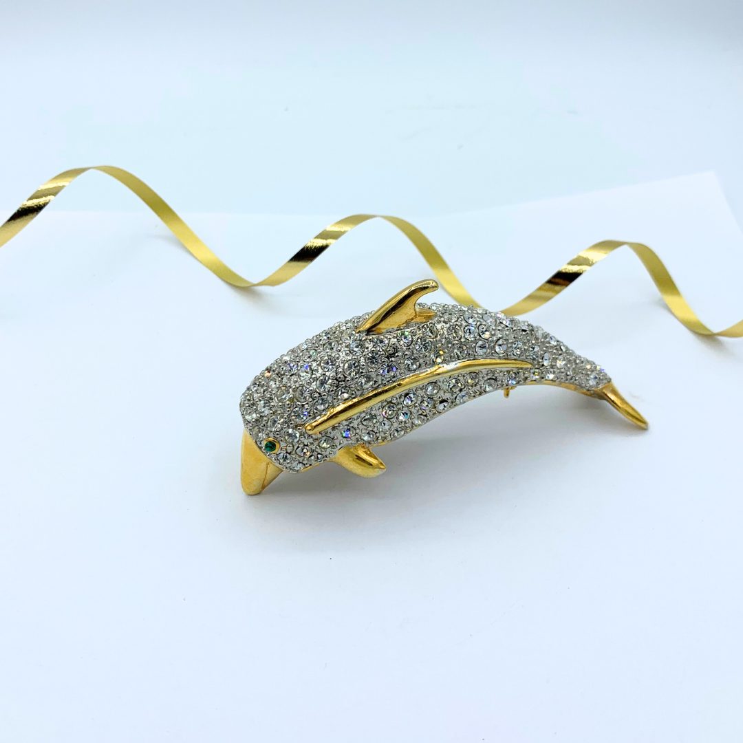 Vintage XL Dolphin Shoulder Brooch – view 2