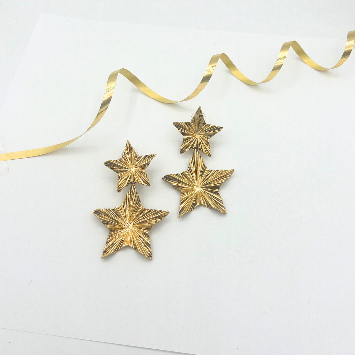 Vintage Yves Saint Laurent Double Star Clip Earrings