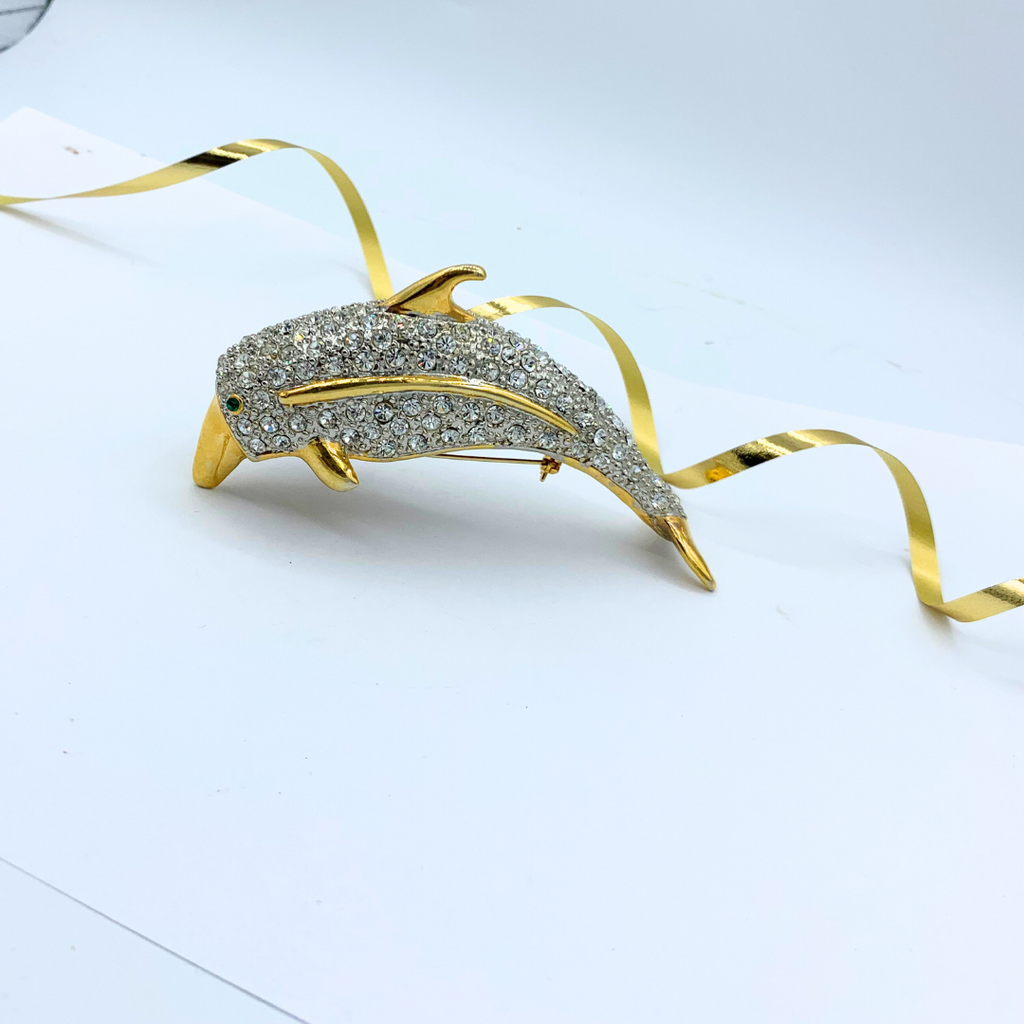 Vintage XL Dolphin Shoulder Brooch