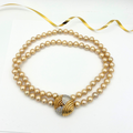 Vintage Valentino Double Pearl Necklace with Crystal-Set Clasp
