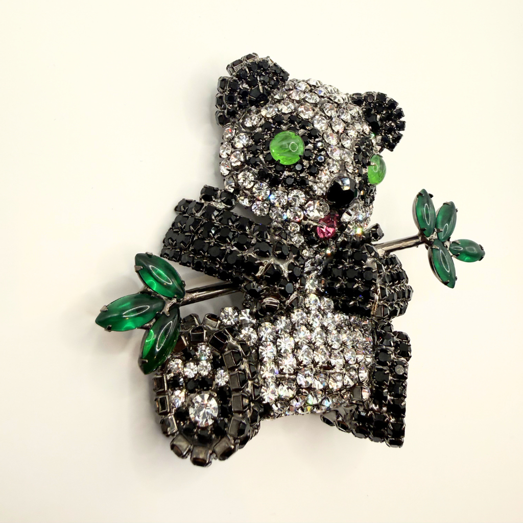 Vintage XL Moans Couture Crystal Panda Brooch – view 3