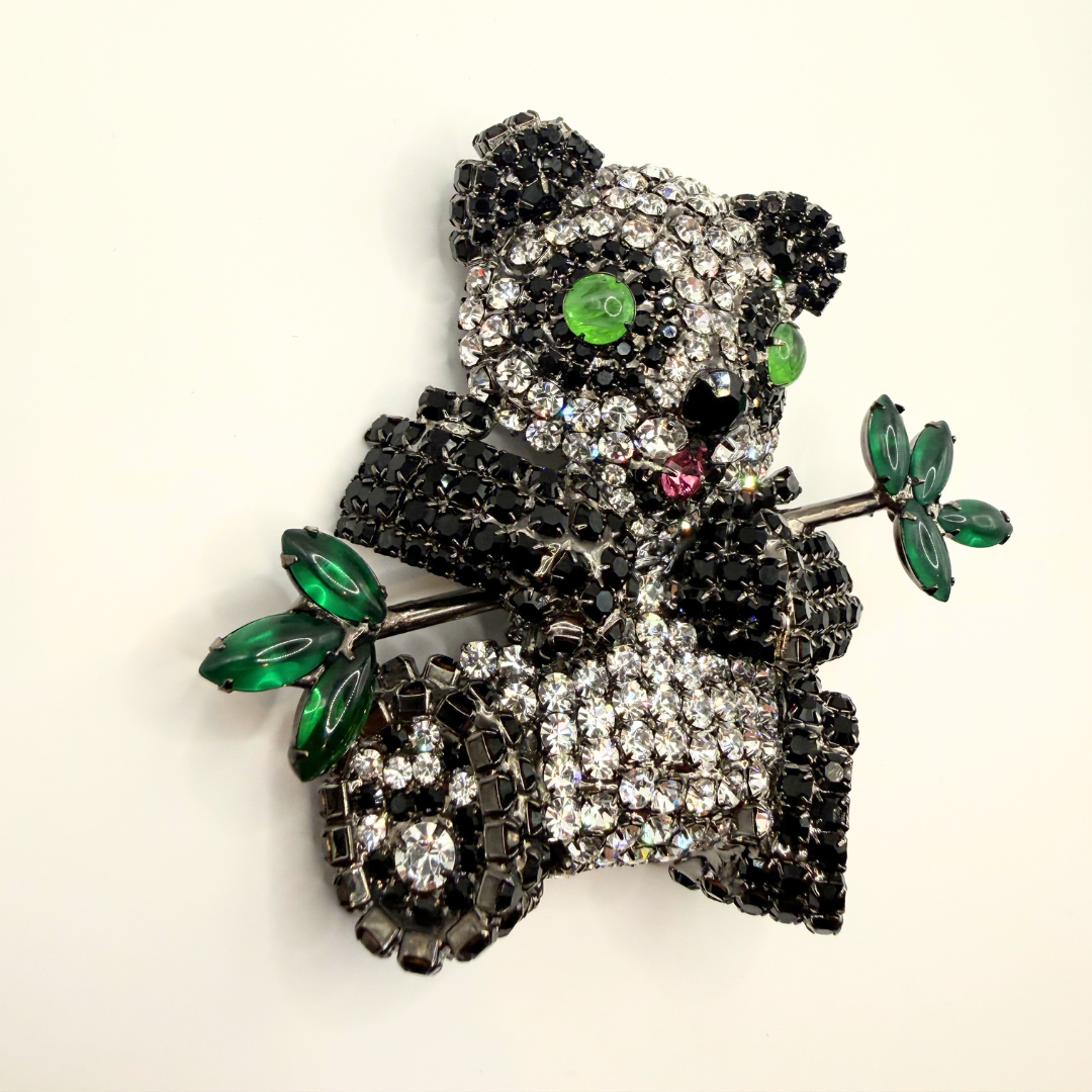 Vintage XL Moans Couture Crystal Panda Brooch – view 3