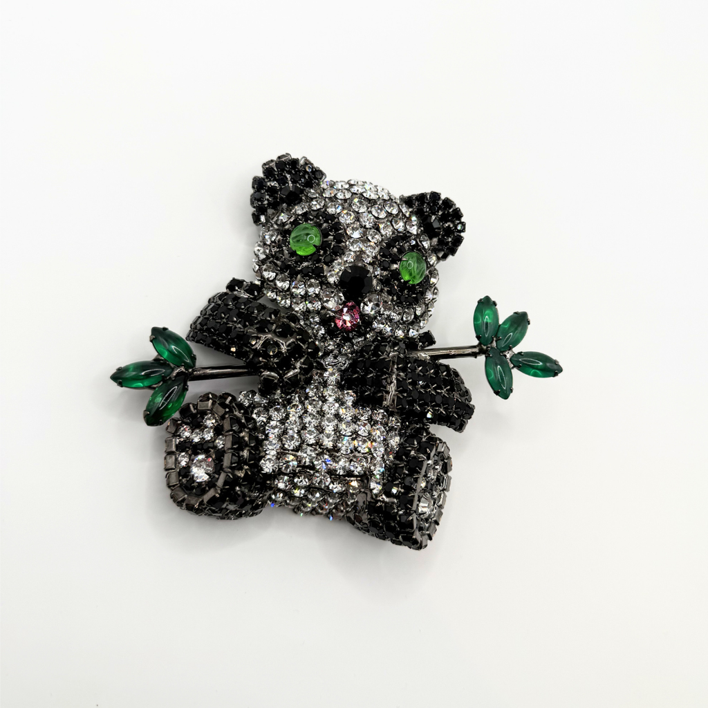 Vintage XL Moans Couture Crystal Panda Brooch – view 4