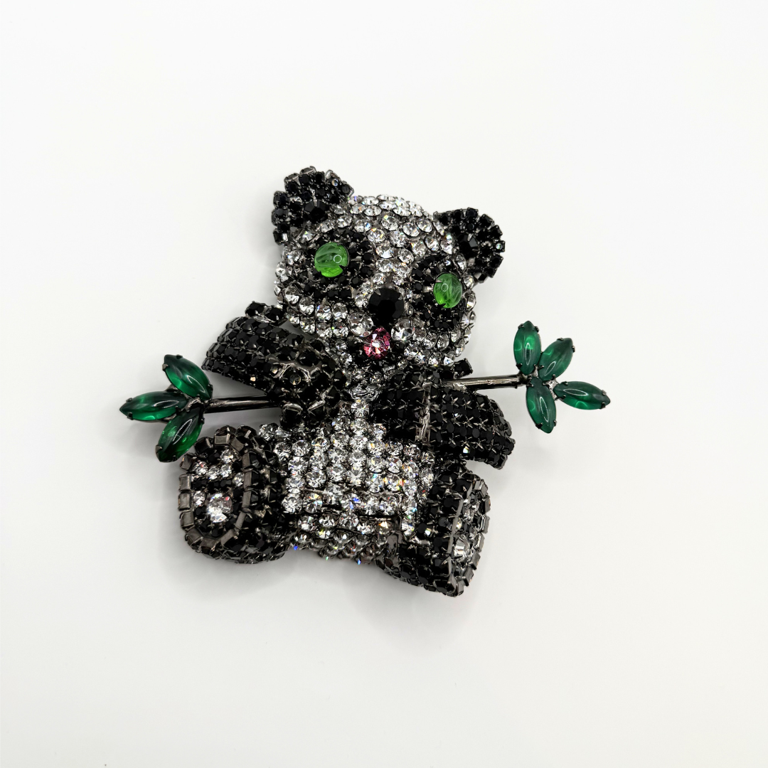 Vintage XL Moans Couture Crystal Panda Brooch – view 4