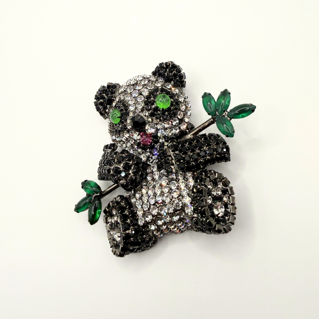 Vintage XL Moans Couture Crystal Panda Brooch – view 2