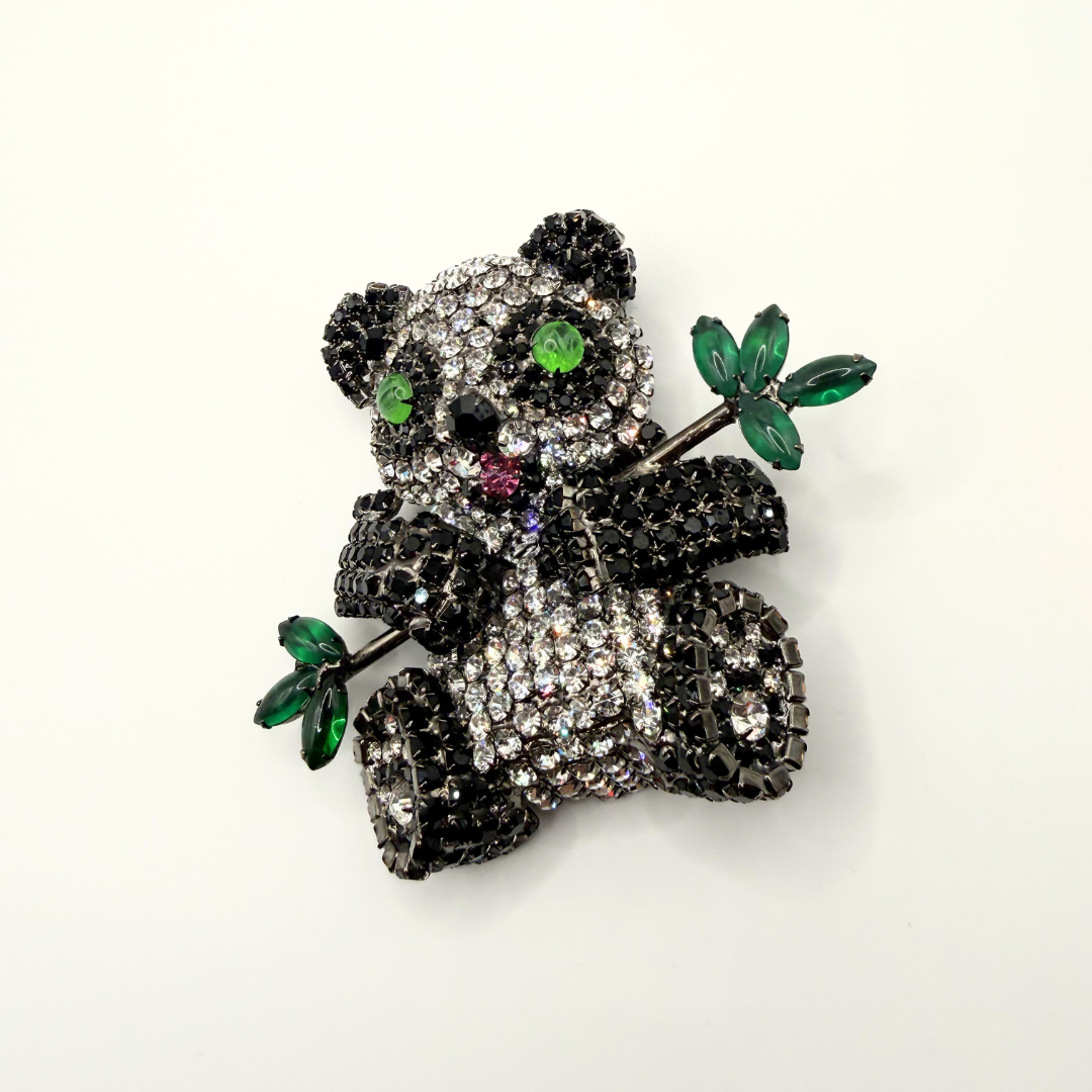 Vintage XL Moans Couture Crystal Panda Brooch – view 2