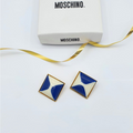 Vintage Moschino Diamond-Shaped Blue Earrings