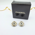 Vintage Button-Shaped Miniature CC Chanel Clip Earrings