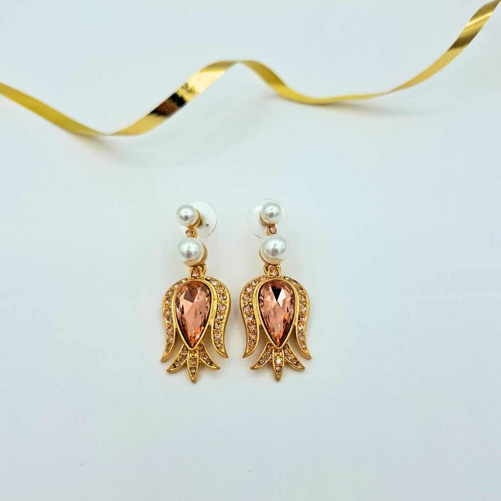Vintage Oscar de la Renta Pink Crystal Earrings