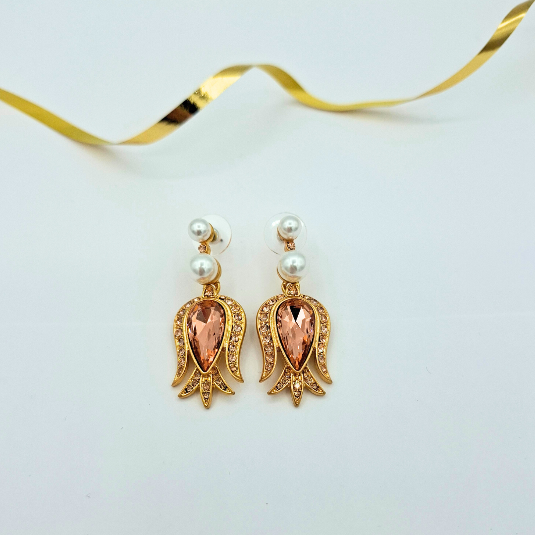 Vintage Oscar de la Renta Pink Crystal Earrings
