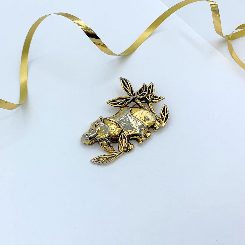 Vintage Hippopotamus Brooch Georges Rech – view 2