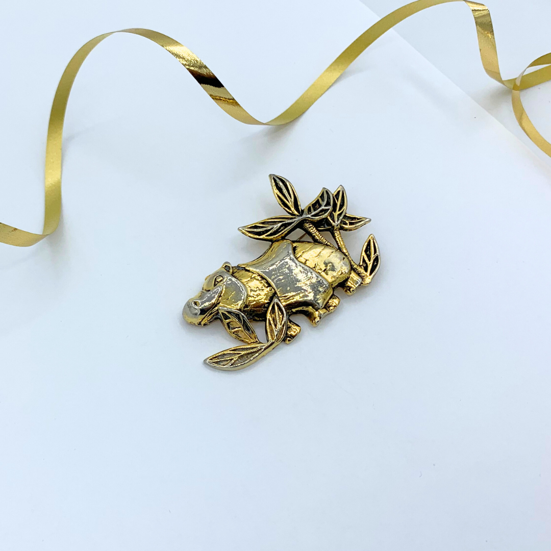 Vintage Hippopotamus Brooch Georges Rech – view 2