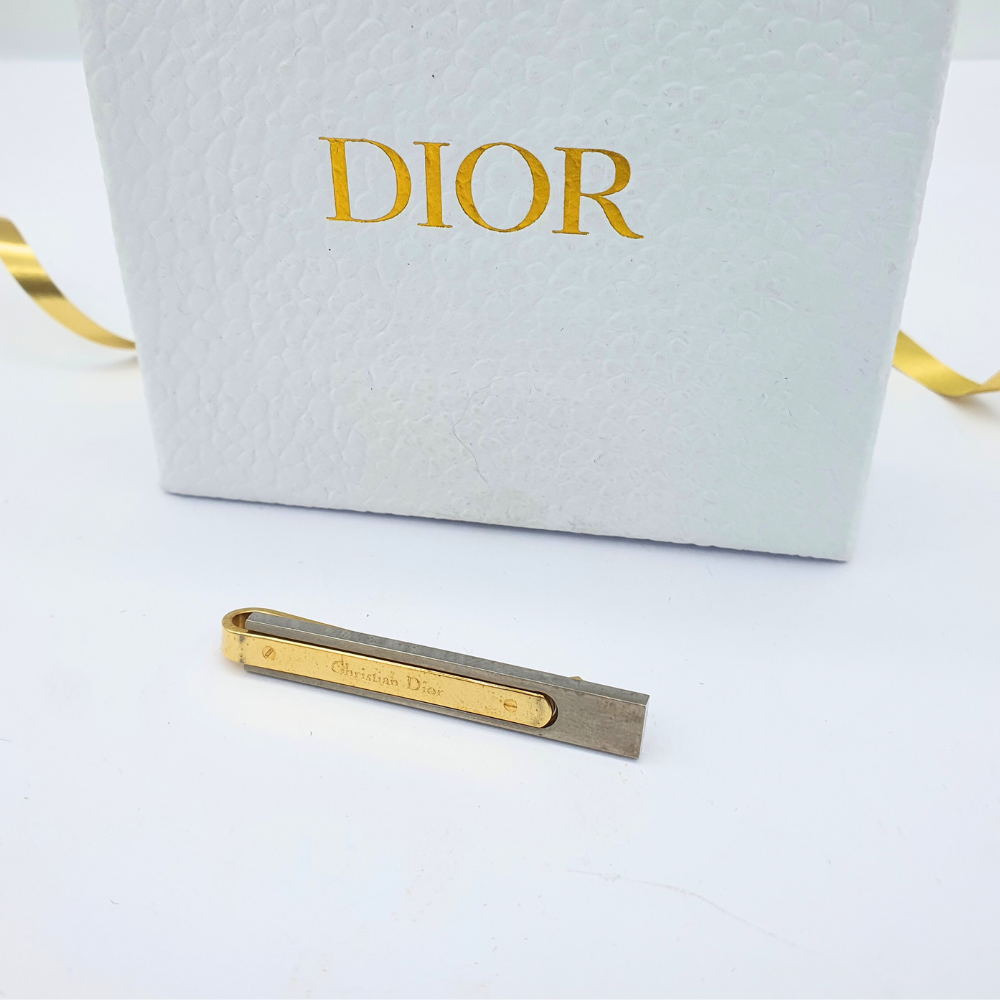 Christian Dior Vintage Tie Pin – Minimalist Bicolour Design – 1970s – view 2
