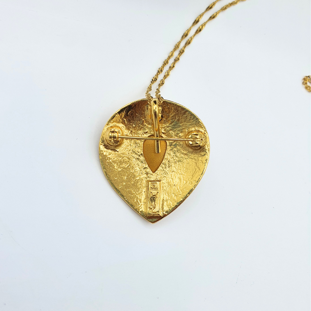 Vintage Yves Saint Laurent Teardrop Heart Necklace and Brooch – view 3