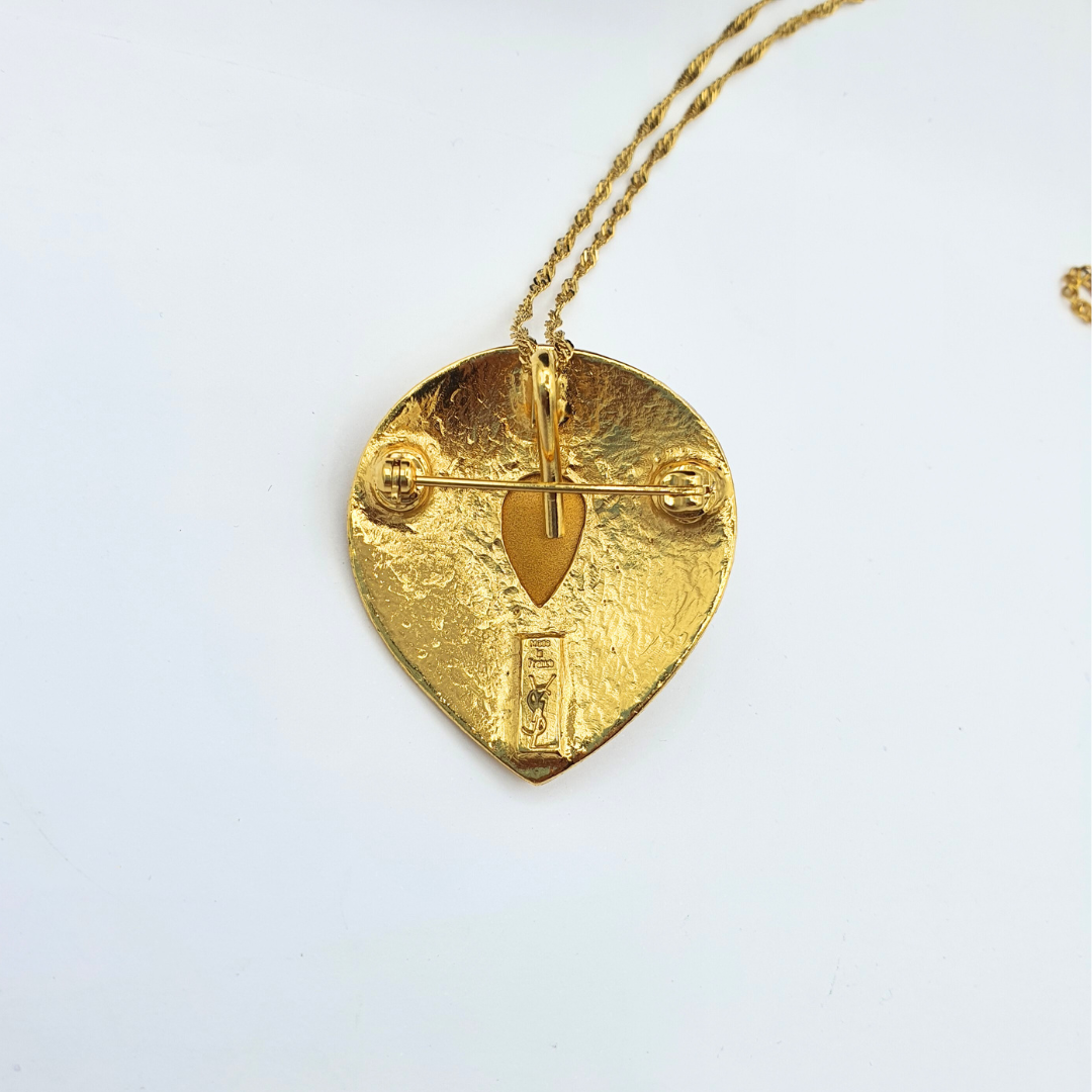 Vintage Yves Saint Laurent Teardrop Heart Necklace and Brooch – view 3
