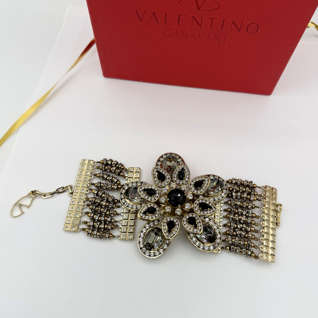 Vintage Valentino Large Flower Crystal Bracelet
