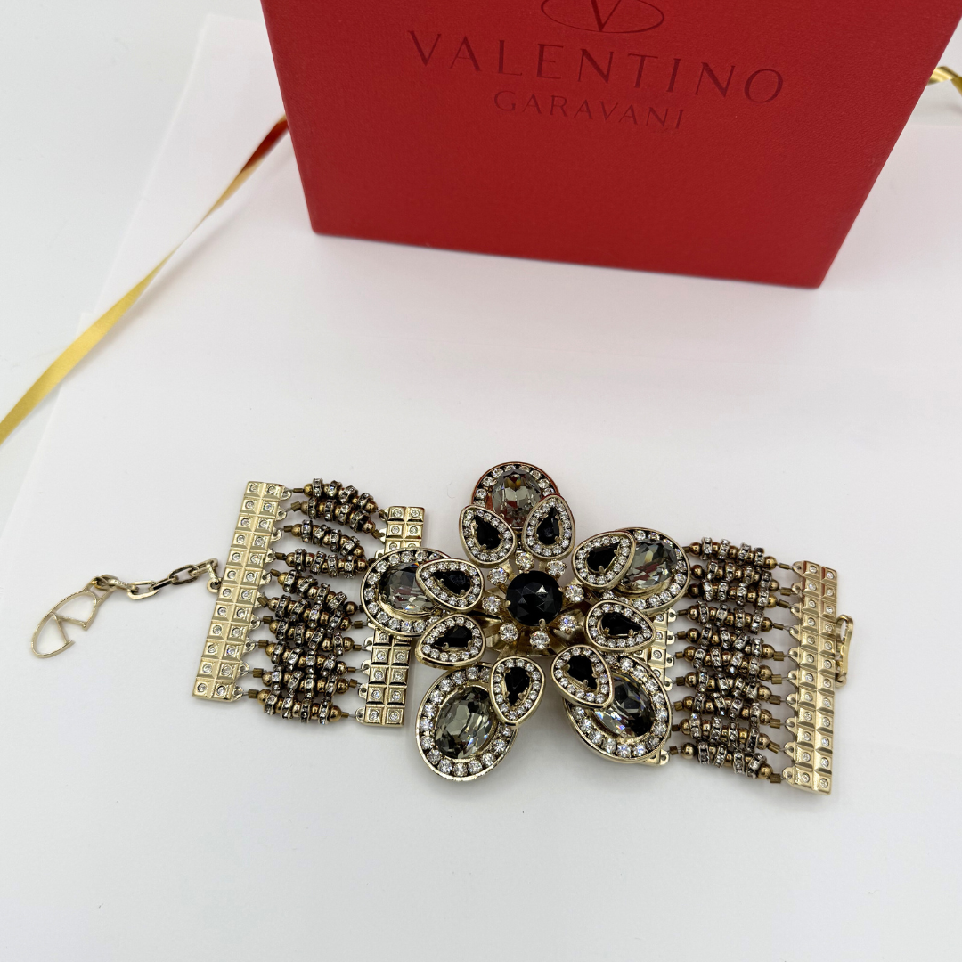 Vintage Valentino Large Flower Crystal Bracelet