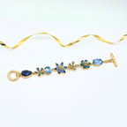 Vintage Oscar de la Renta Blue Flower Bracelet – view 2