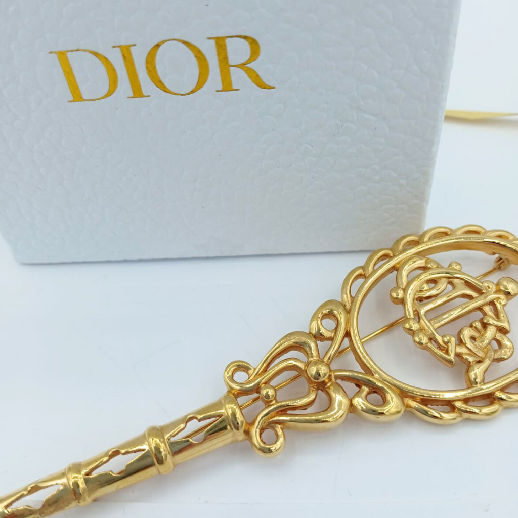 Vintage XL Christian Dior Key Shape Logo Brooch 1970s – view 4