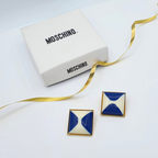Vintage Moschino Diamond-Shaped Blue Earrings – view 2