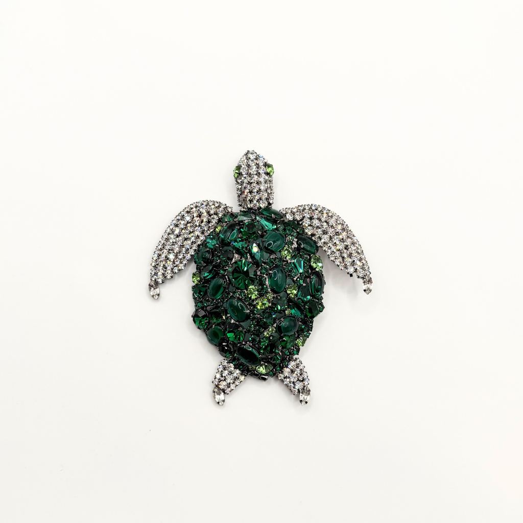 Vintage XL Moans Couture Crystal Turtle Brooch – view 2