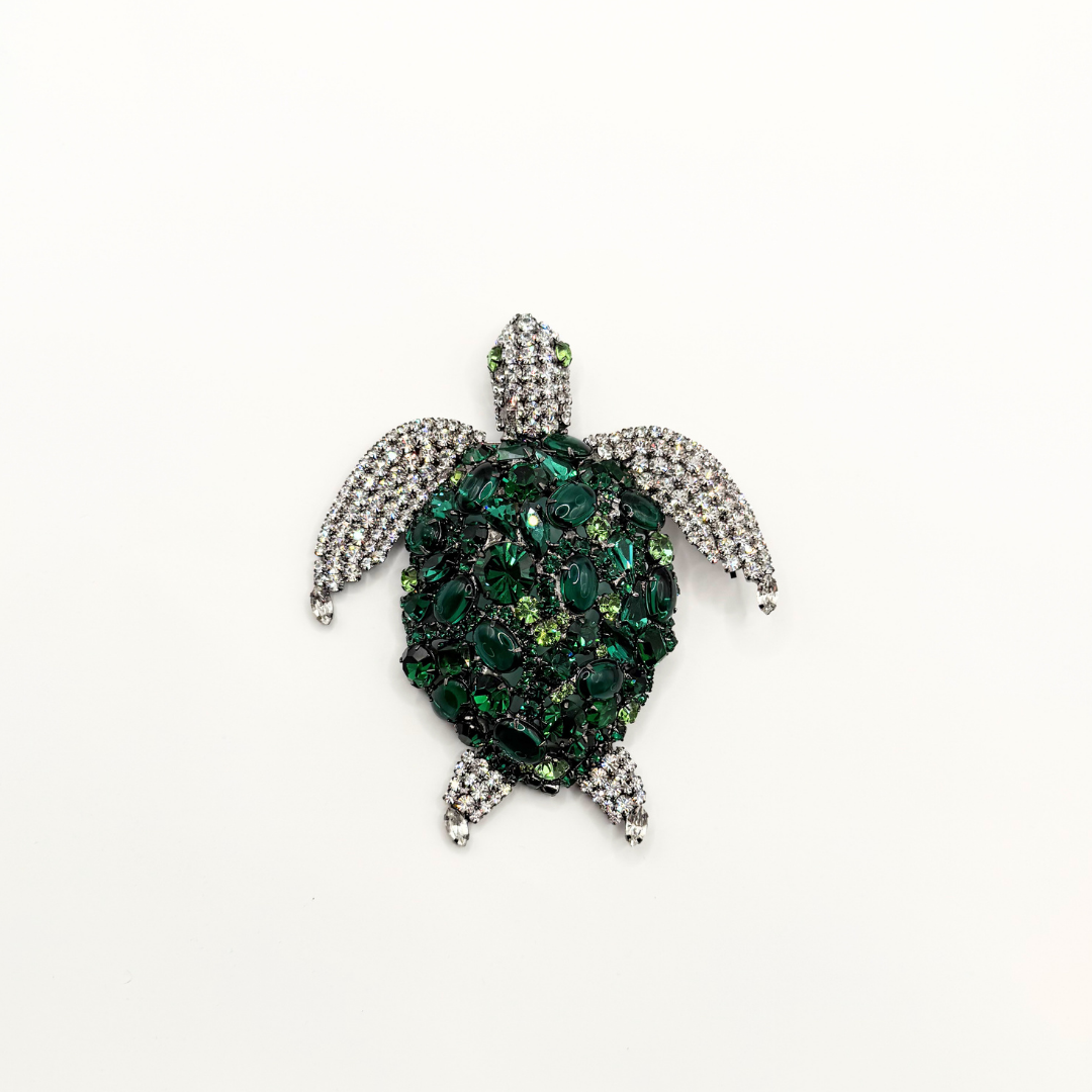 Vintage XL Moans Couture Crystal Turtle Brooch – view 2