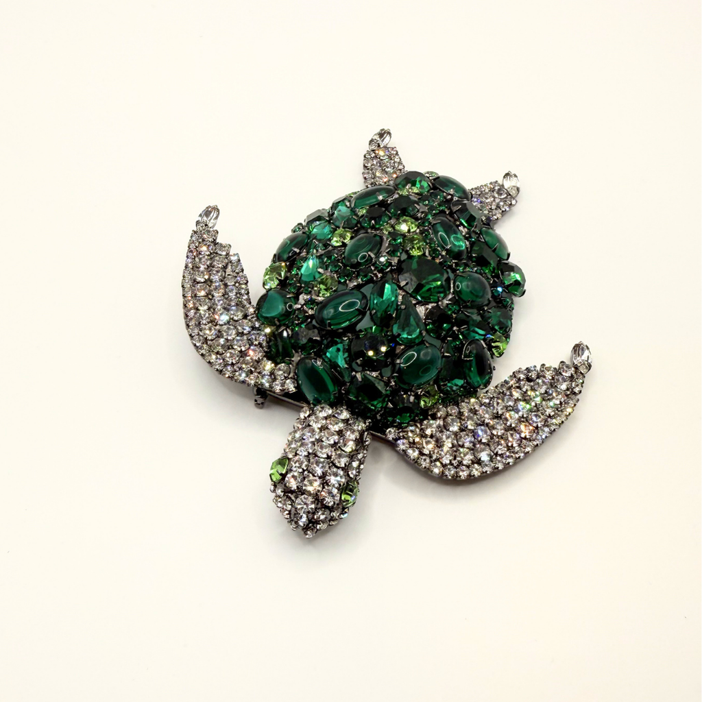 Vintage XL Moans Couture Crystal Turtle Brooch – view 3