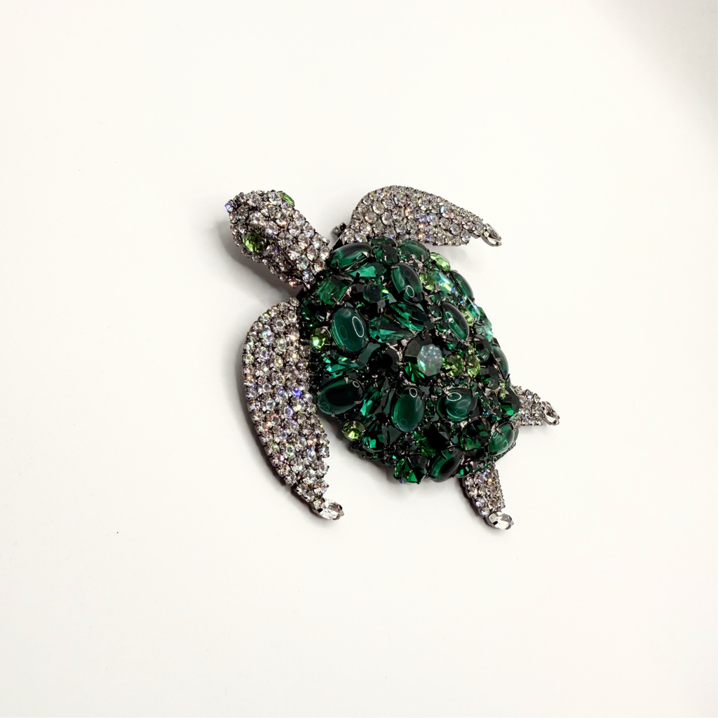 Vintage XL Moans Couture Crystal Turtle Brooch – view 4