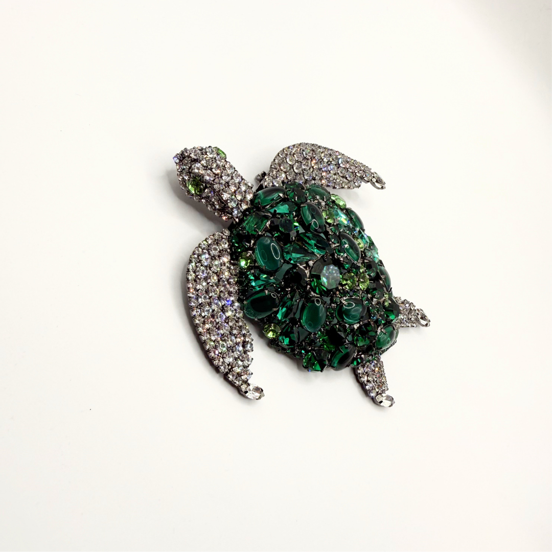 Vintage XL Moans Couture Crystal Turtle Brooch – view 4