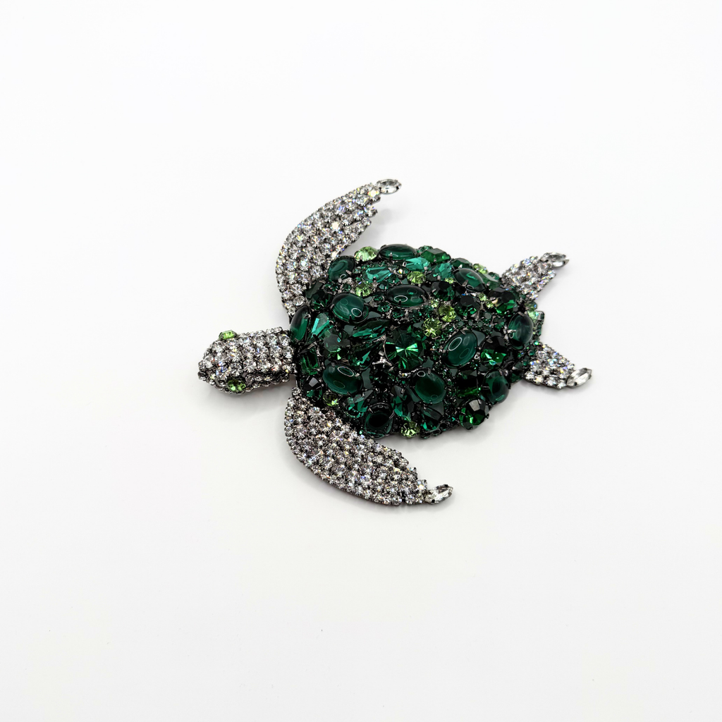 Vintage XL Moans Couture Crystal Turtle Brooch – view 5