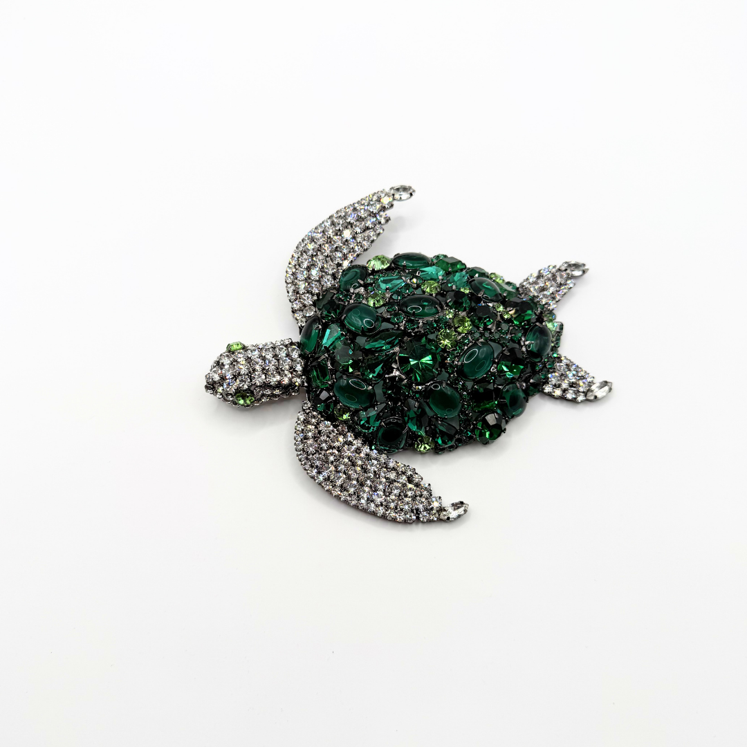 Vintage XL Moans Couture Crystal Turtle Brooch – view 5