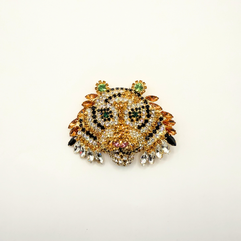 Vintage Moans Couture Crystal Tiger Brooch