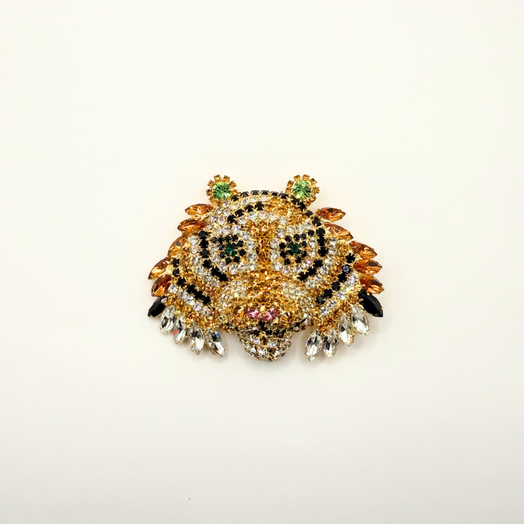 Vintage Moans Couture Crystal Tiger Brooch
