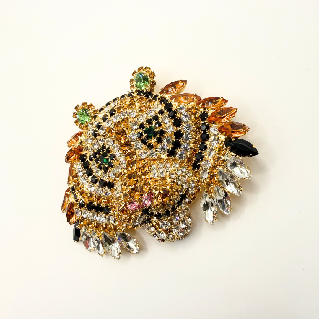 Vintage Moans Couture Crystal Tiger Brooch – view 4