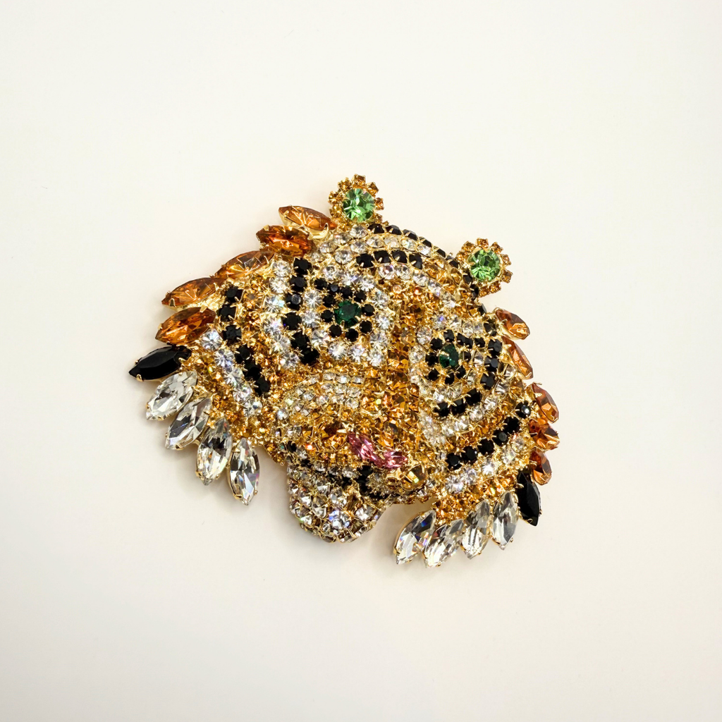 Vintage Moans Couture Crystal Tiger Brooch – view 5