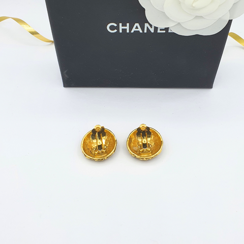 Chanel Quilted Motief CC Logo Clip Oorbellen