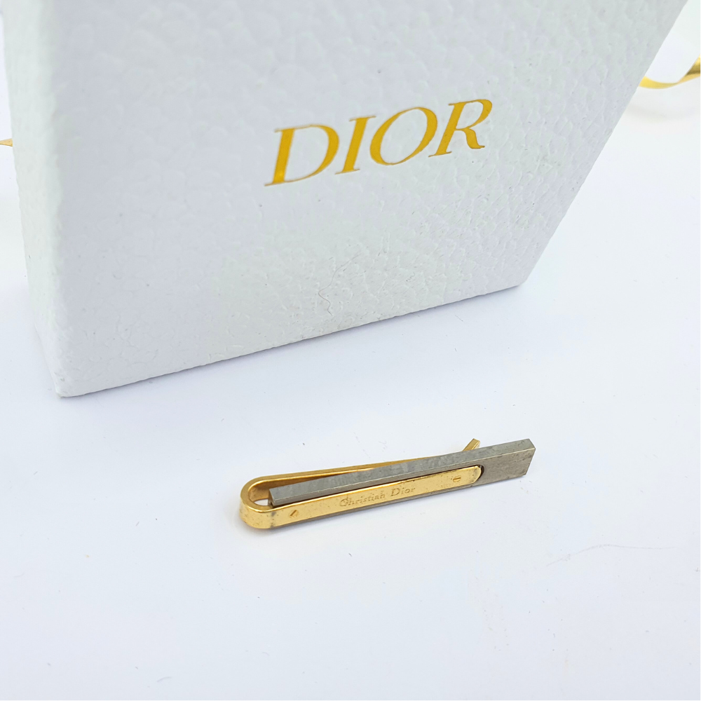 Christian Dior Vintage Tie Pin – Minimalist Bicolour Design – 1970s – view 3