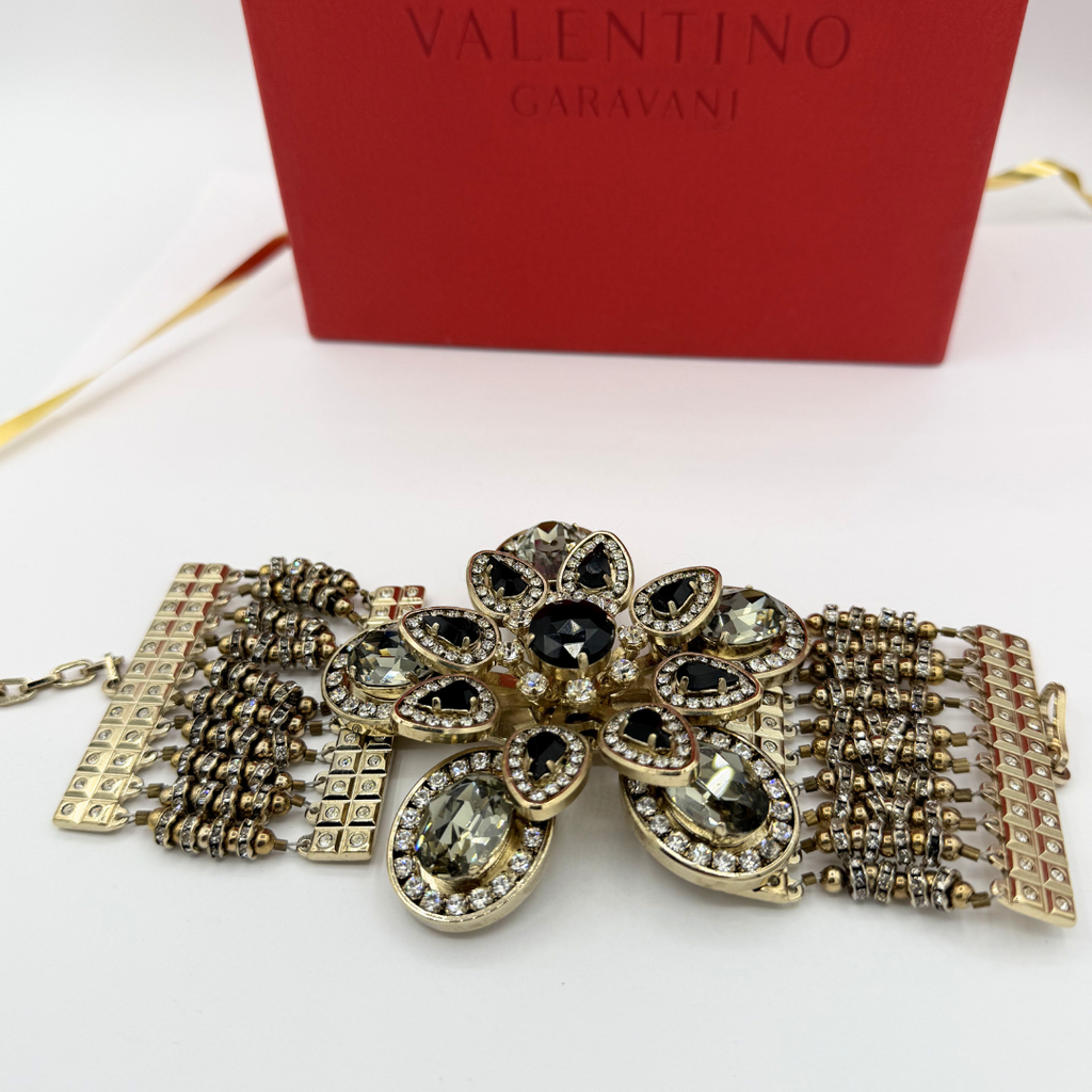 Vintage Valentino Large Flower Crystal Bracelet – view 2