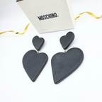 Vintage Moschino Black Heart-Shaped Statement XL Clip Earrings – view 2
