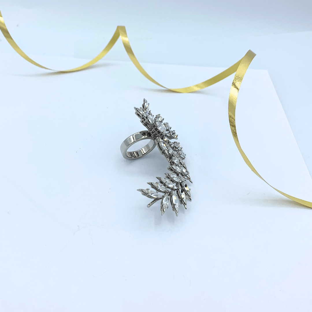 Vintage Givenchy Asymmetrical Leaf Texture Ring – view 3