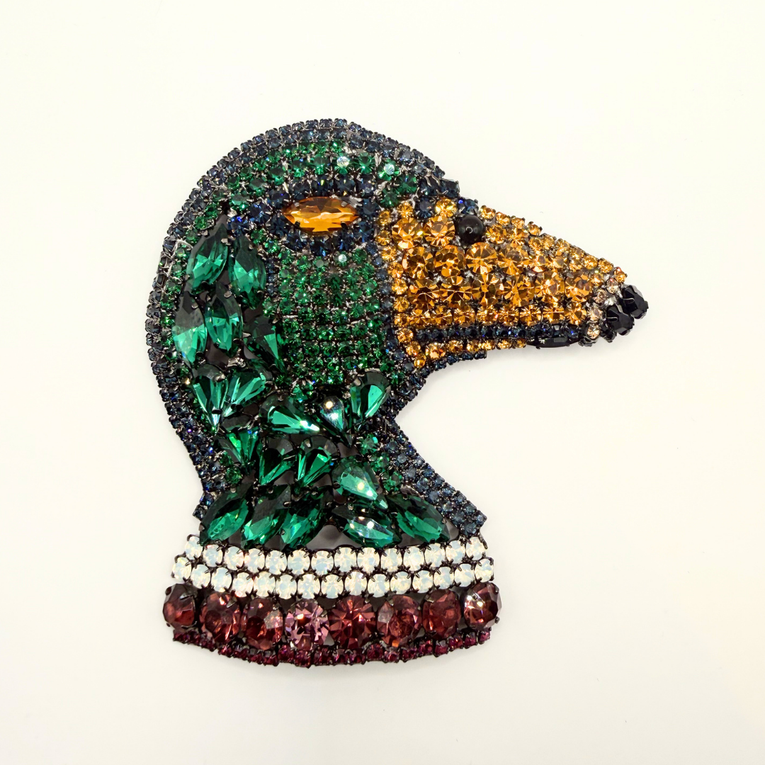 Vintage Moans Couture Crystal Duck Brooch – view 2